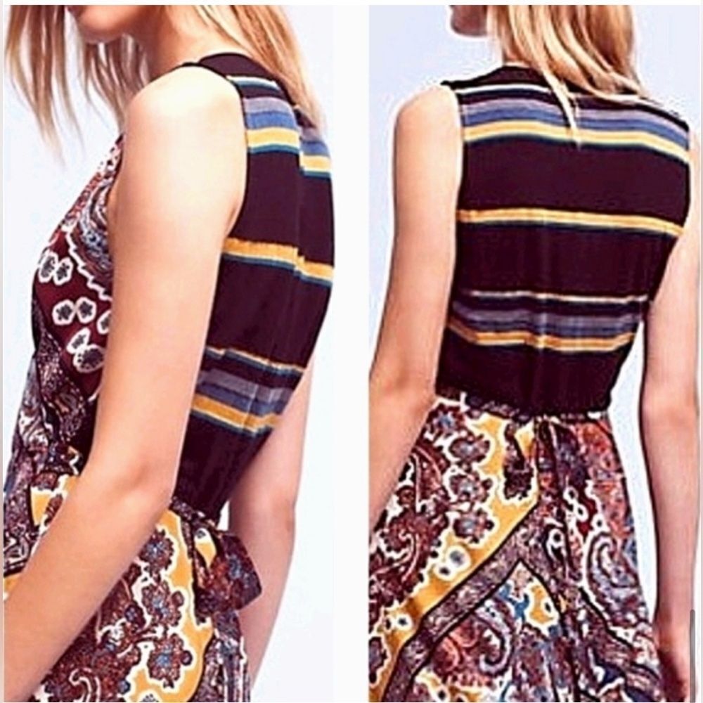 ANTHRO Tiny Mountaire Bohemian-Chic Faux Wrap Paisley Maxi Dress $178. XS - Picture 4 of 5